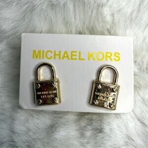 MICHAEL KORS Est 1981 Gold-Tone Logo Padlock Stud Earrings